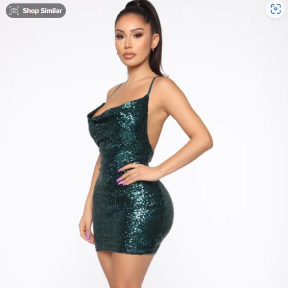 Cowl Neck Sequin Sparkly Mini Dress - New! - Picture 1 of 2